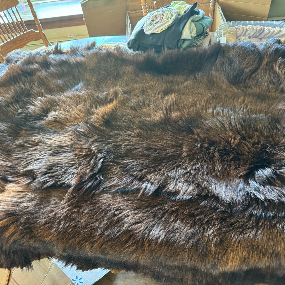 Antique 1900's Fur Rug Car Blanket Perfection Fur Robe Co. Chicago The Perf